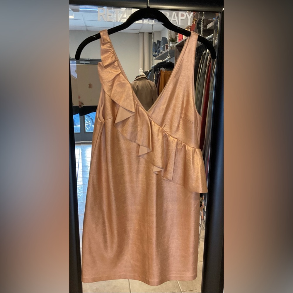 ZARA ROSE-GOLD RUFFLE MINI DRESS - Picture 6 of 10